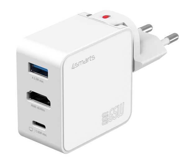 4smarts Ładowarka podróżna Flex Hub 65W GaN USB-C/USB-A/HDMI biały - 1486742 - zdjęcie